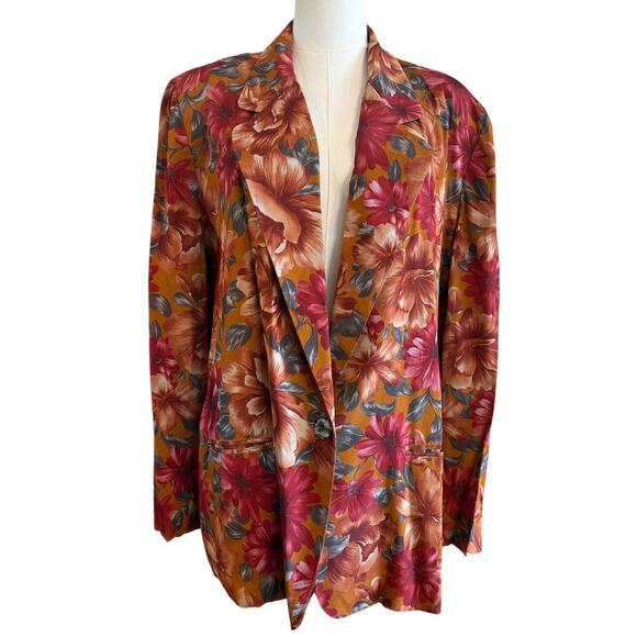 Norton McNaughton Jackets & Blazers - VTG NORTON MCNAUGHTON Floral Blazer | Brown Red Green Cottagecore | SIZE 12